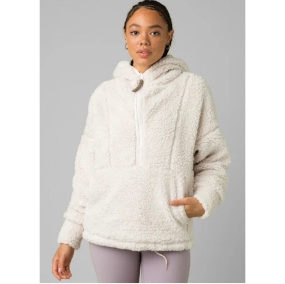 NWT Prana Polar Escape Half Zip Cream Fluffy Fleece Pullover 1X Lined